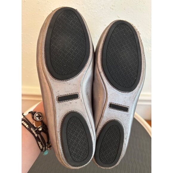 Tory Burch Metallic Rose Gold Leather Ballet Flats Scalloped Edge & Logo 6.5M - Picture 10 of 11